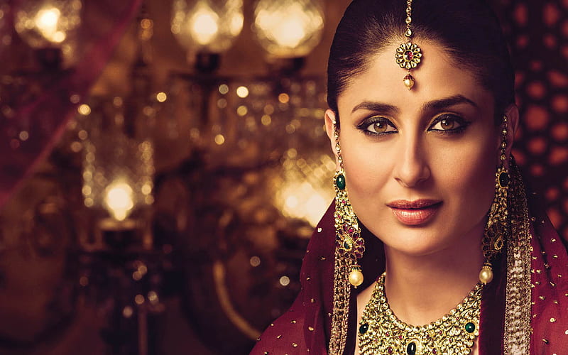 Kareena Kapoor Khan, Indian actress Indian jewelry, Indian sari, Bollywood, portrait, brunette, HD wallpaper