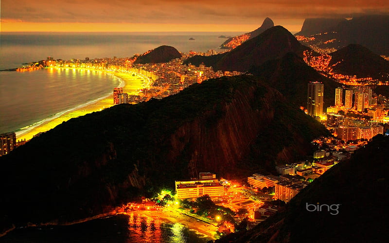 Rio de Janeiro Brazil at night, HD wallpaper