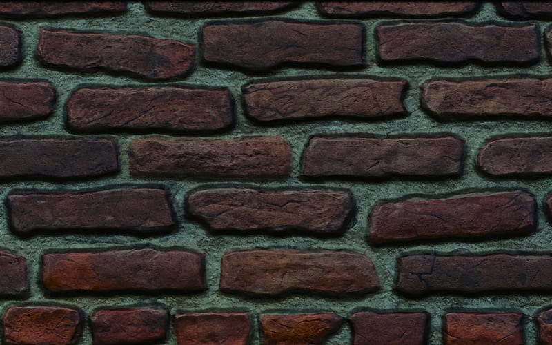 brown brickwall, 3D art, brown bricks, bricks textures, brick wall, bricks background, brown stone background, bricks, brown bricks background, HD wallpaper