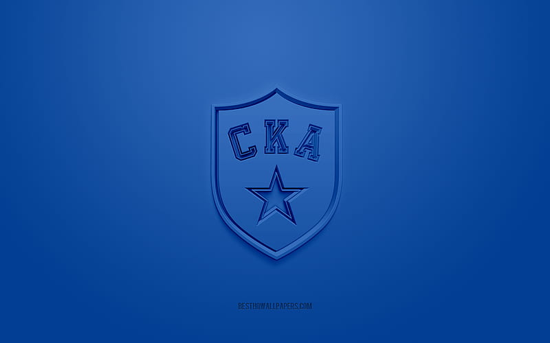 SKA St Petersburg, creative 3D logo, blue background, KHL, 3d emblem, Russian hockey club, Kontinental Hockey League, St Petersburg, Russia, 3d art, hockey, SKA St Petersburg 3d logo, HD wallpaper