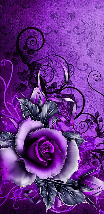 Rose, purple, roses, vintage, flowers, flower, desenho, HD phone wallpaper