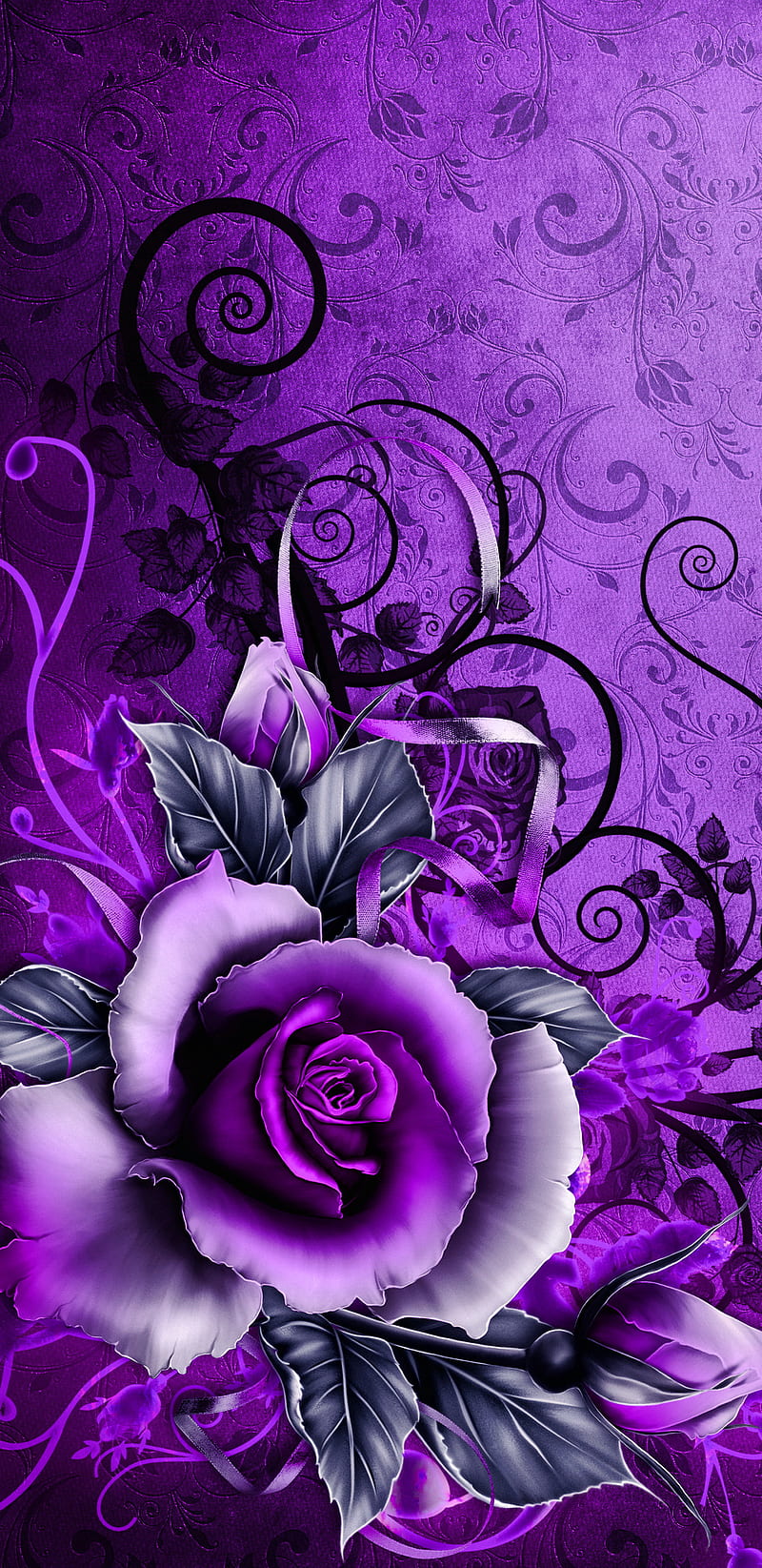 Rose, purple, roses, vintage, flowers, flower, desenho, HD phone wallpaper
