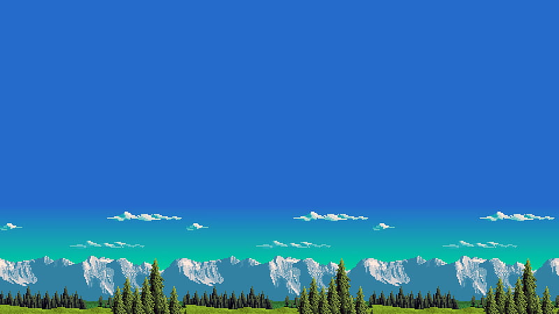 Artistic, Pixel Art, Landscape , Mountain , Sky , Forest, HD wallpaper