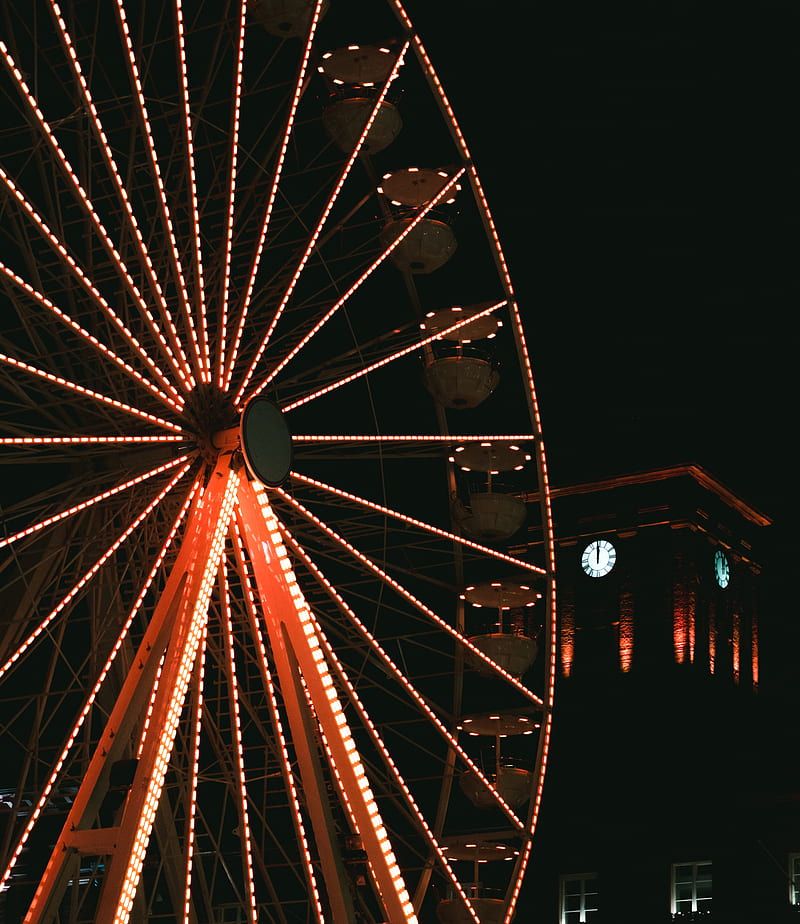 Ferris wheel, attraction, backlight, dark, HD phone wallpaper | Peakpx