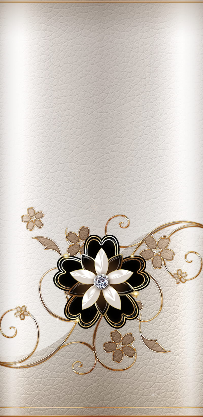 Elegant Design, bonito, black, diamond, floral, flower, gold, golden, HD phone wallpaper
