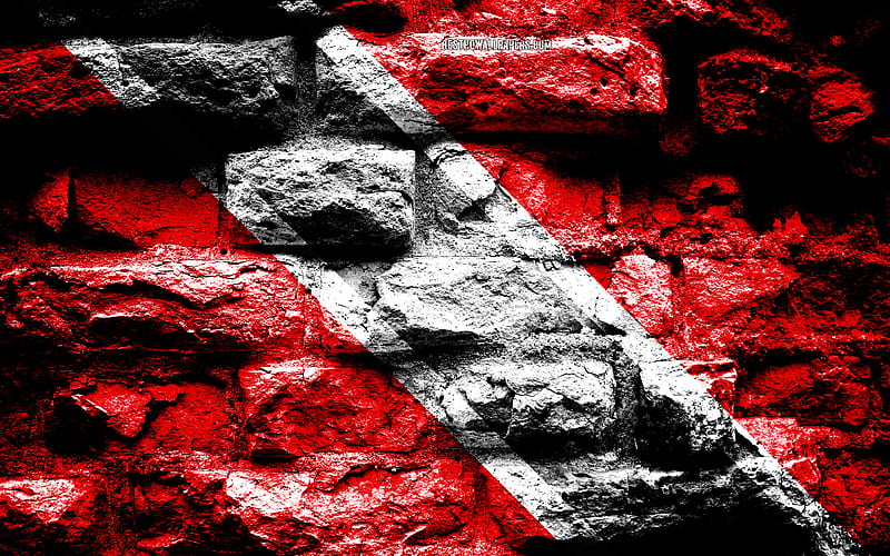 Trinidad and Tobago flag, grunge brick texture, Flag of Trinidad and Tobago, flag on brick wall, Trinidad and Tobago, flags of North America countries, HD wallpaper