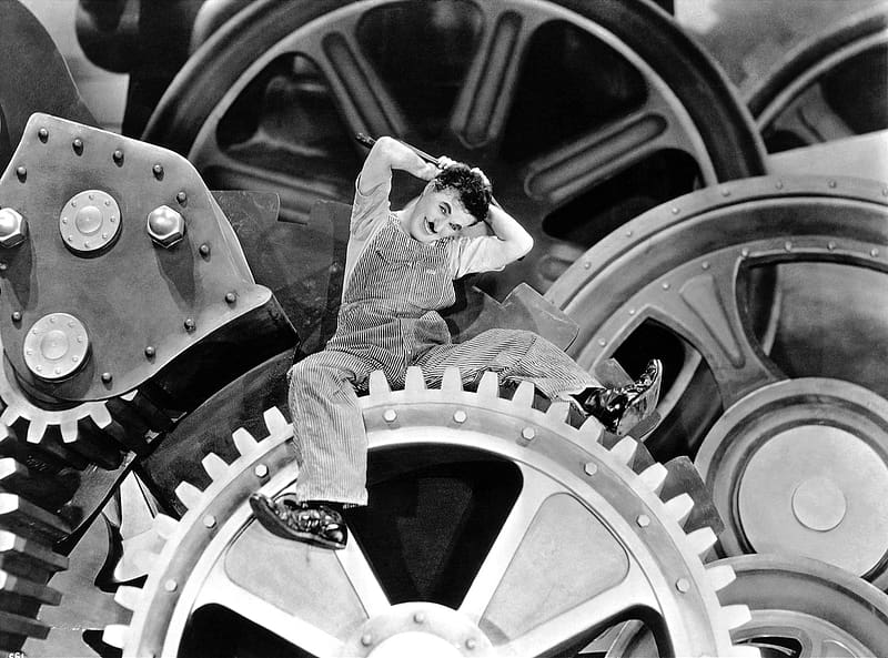 Charlie Chaplin, Movie, Black & White, Modern Times, HD wallpaper