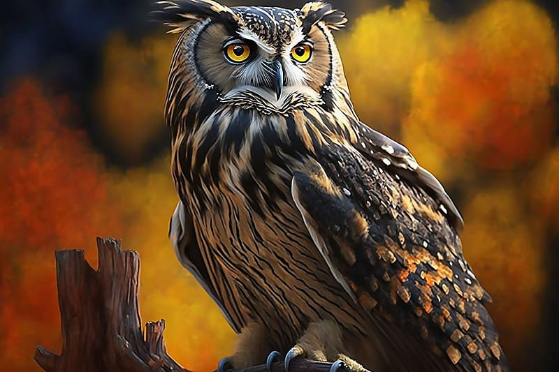 Owl on a tree branch, vadvilag, madar, fa agon, szemek, tollak, csor, barna, bagoly, madartoll, HD wallpaper
