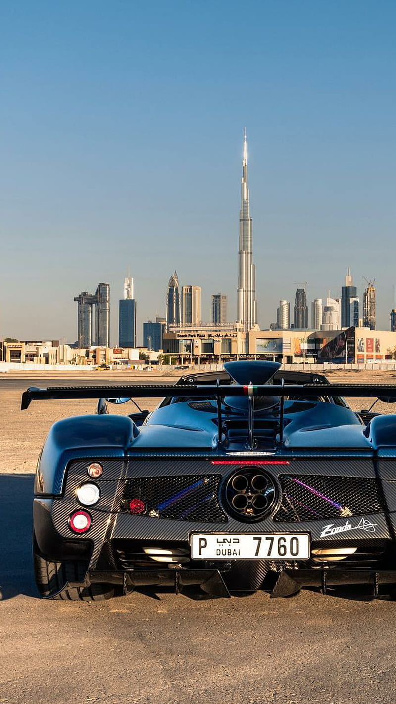 Dubai Pagani Zonda, pagani, zonda, carbon, car, hypercar, supercar, dubai, classic, black, HD phone wallpaper