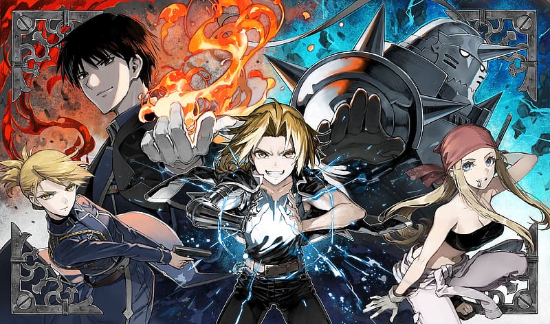 Anime, Fullmetal Alchemist, Edward Elric, Roy Mustang, Alphonse Elric, Riza Hawkeye, Winry Rockbell, HD wallpaper