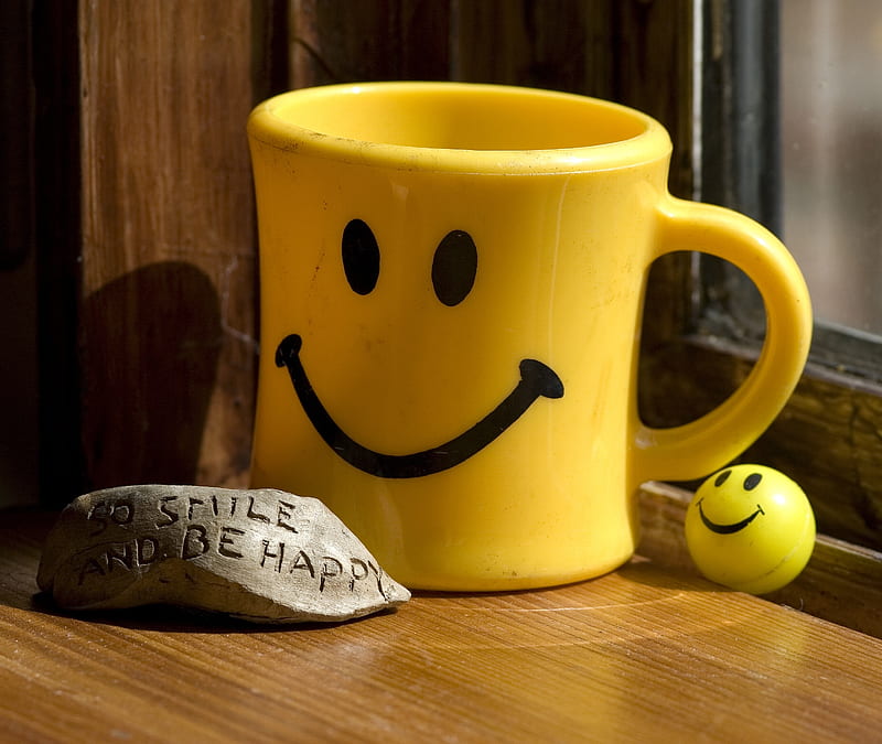 Smile, abstract, boll, cup, happy, HD wallpaper