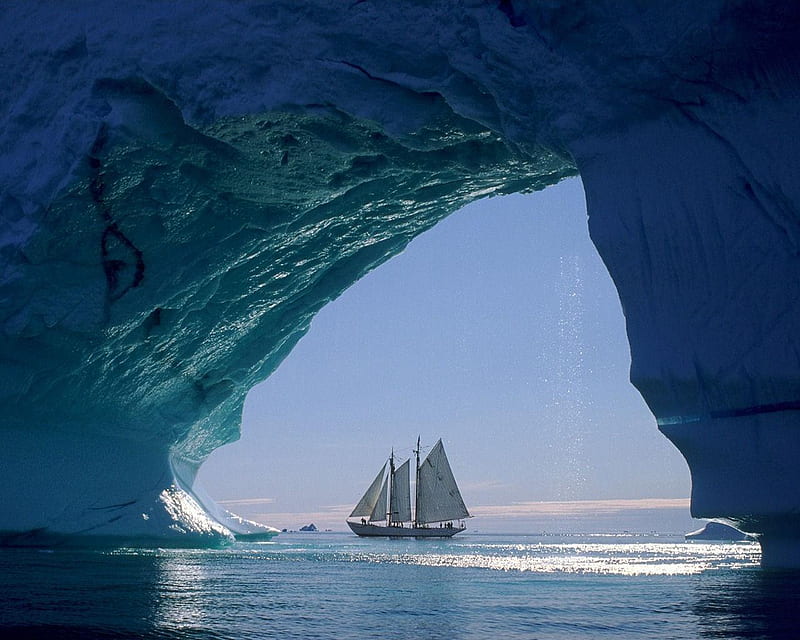 Arctic Journey, ice, berg, water, ship, HD wallpaper