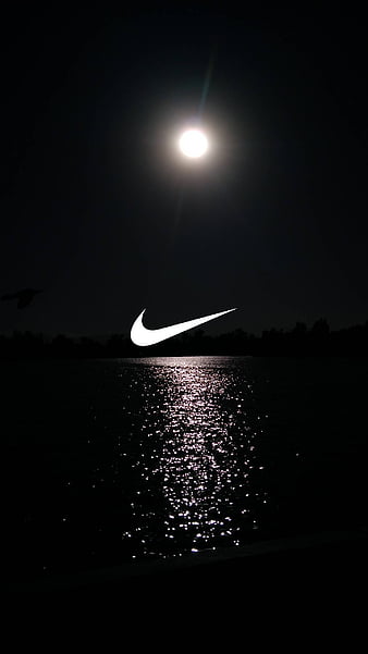 Nike Night, brands icons, logos, minimal, moon, night, nike, stars, HD phone wallpaper
