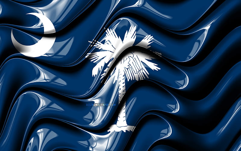 South Carolina flag United States of America, administrative districts, Flag of South Carolina, 3D art, South Carolina, american states, South Carolina 3D flag, USA, North America, HD wallpaper