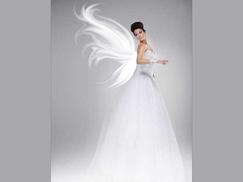 Novia ángel, hembra, alas, vestido, ángel, novia, blanco, Fondo de pantalla  HD | Peakpx