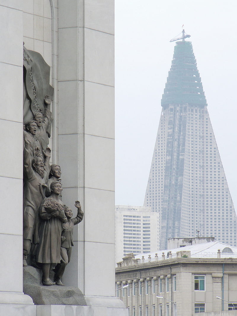 statue, city, cityscape, Pyongyang, HD phone wallpaper