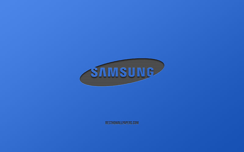 Samsung, logo, blue background, brands, emblem, creative art, Samsung logo, HD wallpaper
