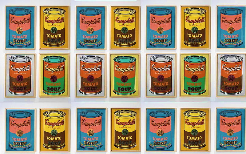 Warhol Campbells Soup, art, andy, warhol, sixties, soup, campbells, pop art, HD wallpaper
