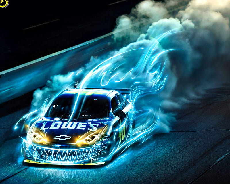 race, fire, speed, car, HD wallpaper