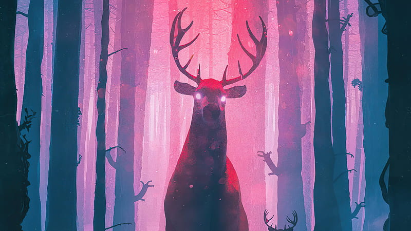 Intruder , reindeer, artist, artwork, digital-art, HD wallpaper