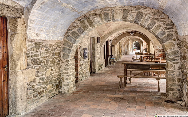 Arcades At Placa Major Monells, Catalonia Ultra, Architecture, Travel, Landscape, Town, Building, Street, Village, Stone, Spain, Medieval, Europe, Historic, Heritage, ancient, Traditional, Antique, Tourist, mediterranean, que, catalonia, girona, landmark, tourism, oldhouse, sightseeing, monells, HD wallpaper
