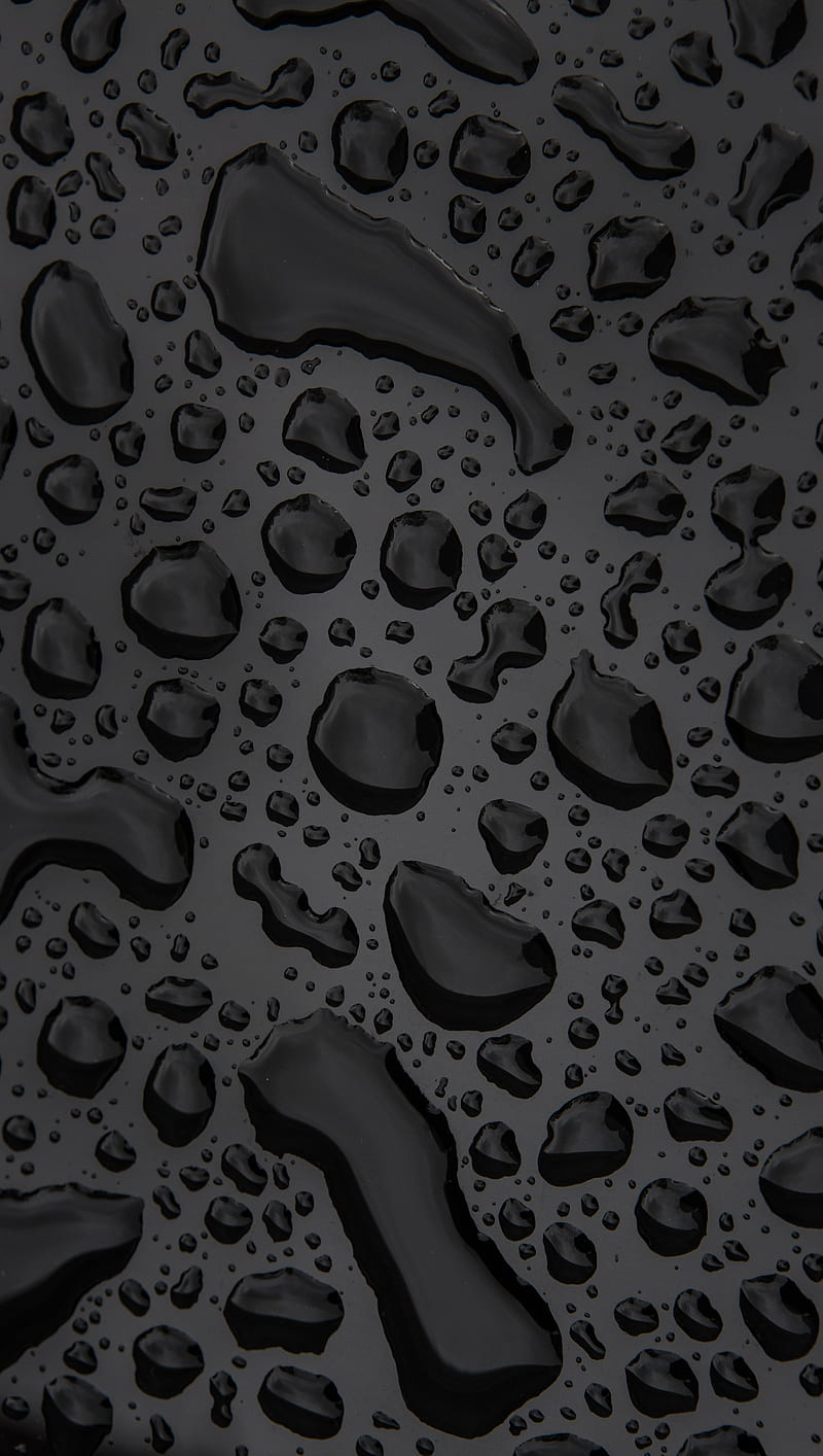 Black Water II, calm, dark, droplets, drops, rain, simple, wet, HD phone wallpaper