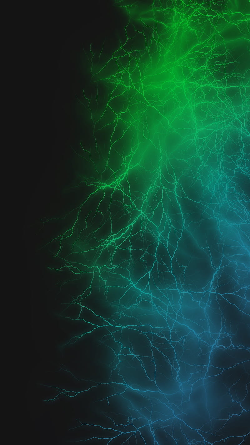 Electro Stream 03, FMYury, abstract, black, blue, color, colorful, colors, darkness, electric, energy, gradient, green, layers, lightning, lightnings, lines, power, right, storm, HD phone wallpaper