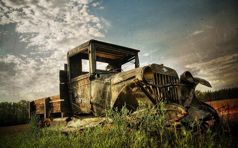 Rotten Truck R, rotten, old car, r, truck, rotten car, pickup, HD wallpaper