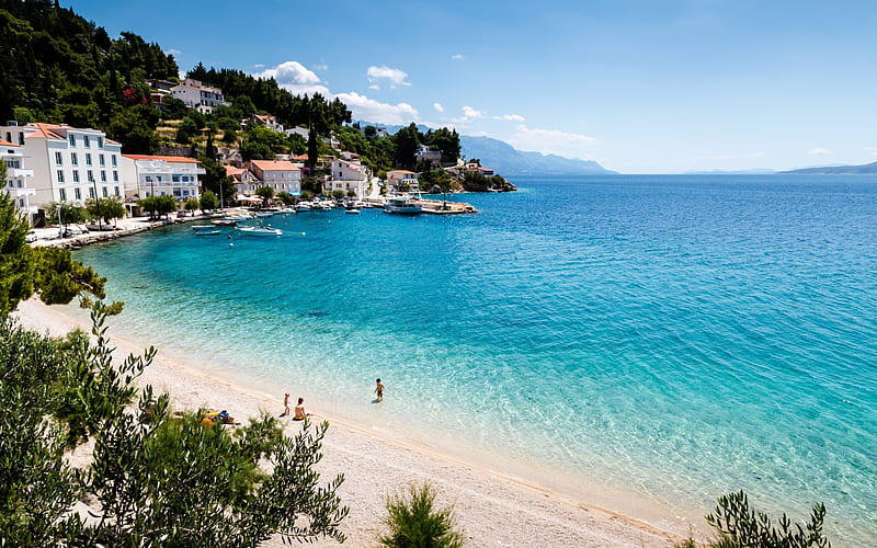 Yadran, Croatia, Adriatic Sea, summer, coast, beach, resort, Mediterranean Sea, HD wallpaper