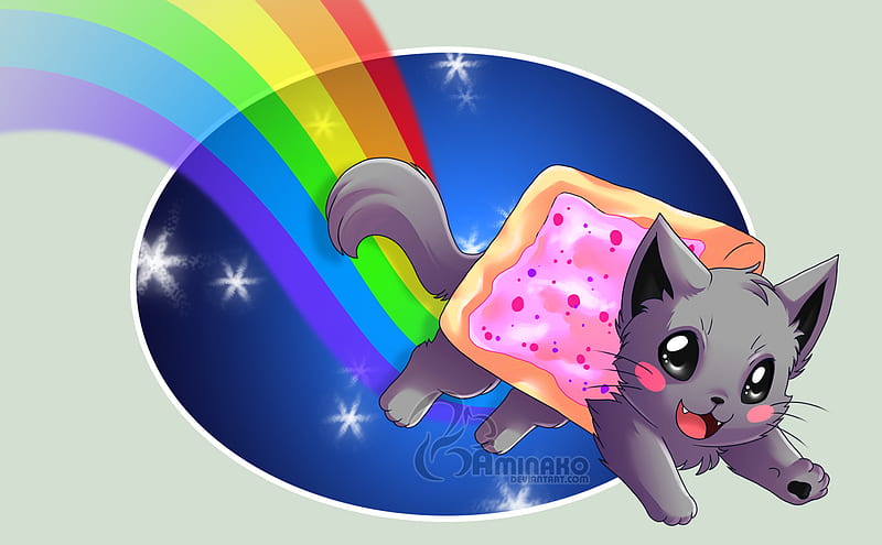 Nyan Nyan Cat, cute, pop tarts, nyan, rainbow, cat, HD wallpaper