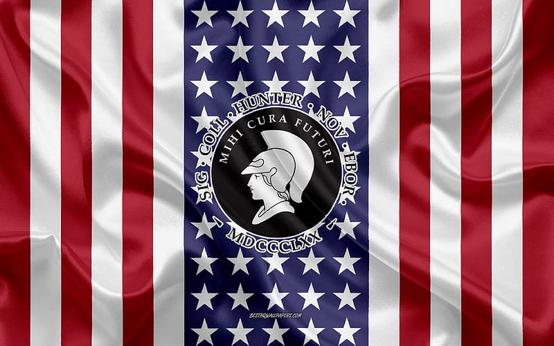 Hunter College Emblem, American Flag, Hunter College logo, New York, USA, Hunter College, HD wallpaper