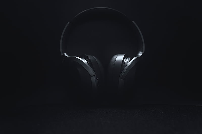 headphones, audio, black, minimalism, gray, HD wallpaper