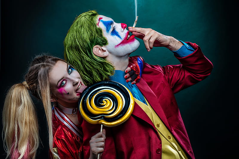 Joker And Harley Quinn Cosplay , joker, harley-quinn, superheroes, cosplay, artist, artwork, digital-art, behance, HD wallpaper