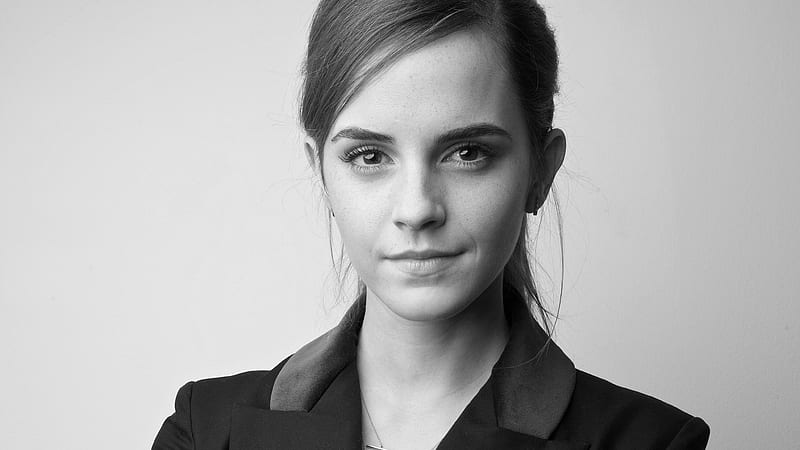 Actresses, Emma Watson, Actress, Black & White, English, Face, Girl, HD wallpaper