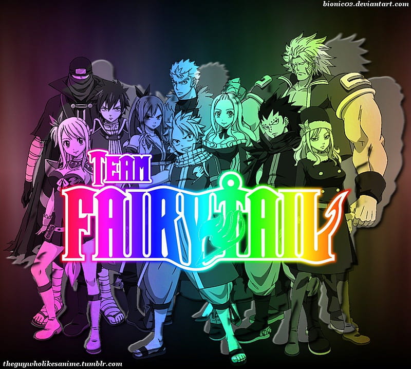 Team Fairy Tail, anime, guys, tail, girls, fairy, HD wallpaper