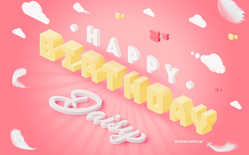Happy Birtay Daisy, 3d Art, Birtay 3d Background, Daisy, Pink Background, Happy Daisy birtay, 3d Letters, Daisy Birtay, Creative Birtay Background, HD wallpaper