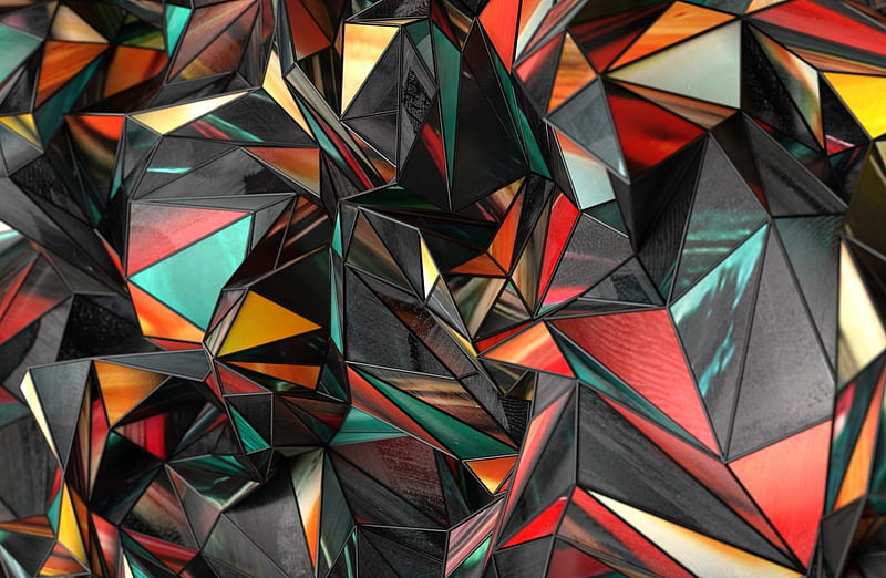 Polygon Abstract Art Ultra, Artistic, Abstract, Colorful, desenho, Colourful, Triangles, Interesting, digitalart, polygons, graphicdesign, LowPoly, polygonal, HD wallpaper