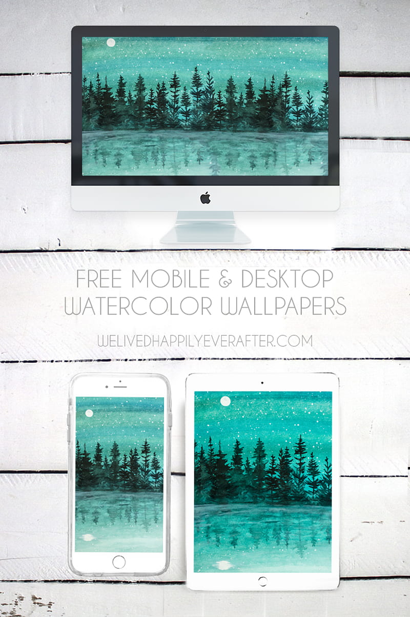 Aqua Watercolor Mobile Phone & Laptop . We Lived Happily Ever After, HD phone wallpaper