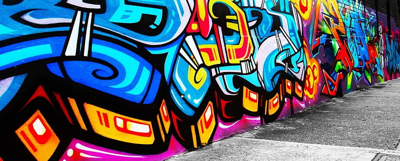 Graffiti Wall, Abstract Graffiti, Dual Monitor, Wall, HD wallpaper