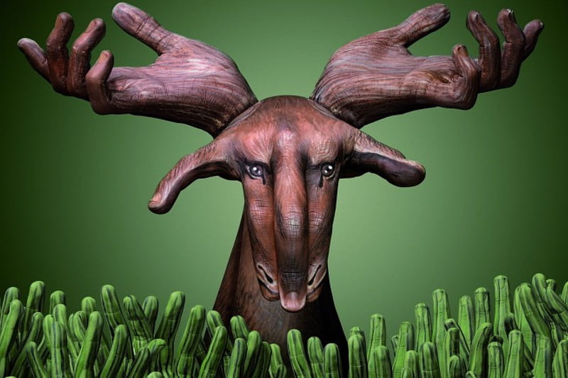 Hand Painting, hands, painting, moose, green, HD wallpaper