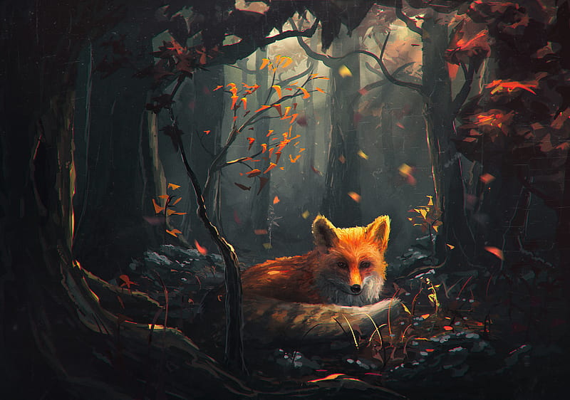 Fox Art, digital-art, artist, fox, animals, HD wallpaper