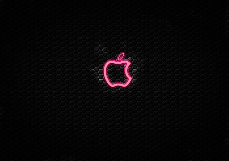 Neon_Apple, apple, glow, abstract, metallic, retro, cool, logo, dark, neon, colour, classic, light, night, HD wallpaper