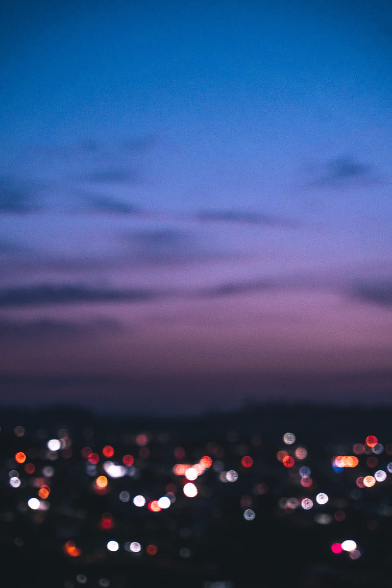 night city, lights, blur, glare, bokeh, HD phone wallpaper