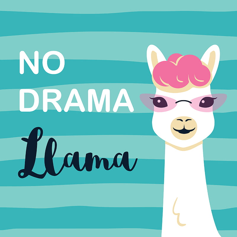 Cute cartoon llama character with No drama llama motivational quote 361496 Vector Art at Vecteezy, HD phone wallpaper