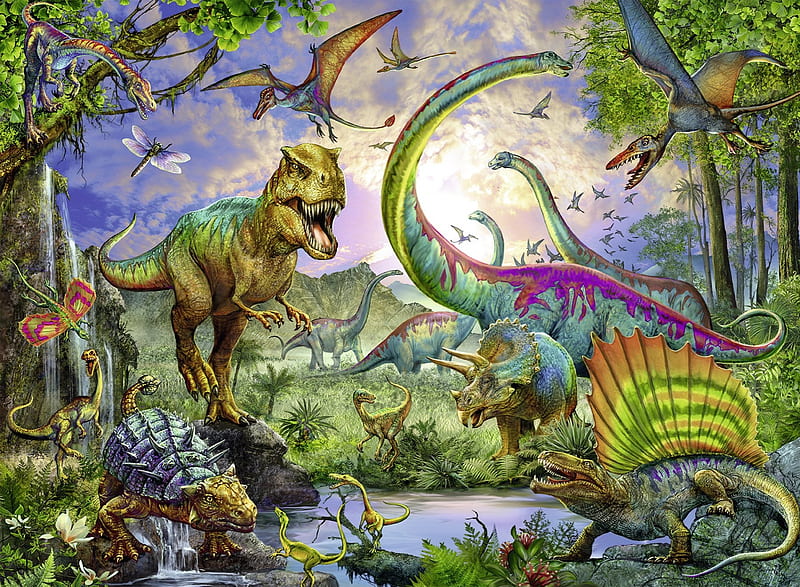 Dinosaur Pool, prehistoric, puzzle, pool, dinosaurs, time, HD wallpaper