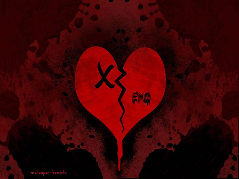 X emo Heart, red, x, broken, heart, HD wallpaper