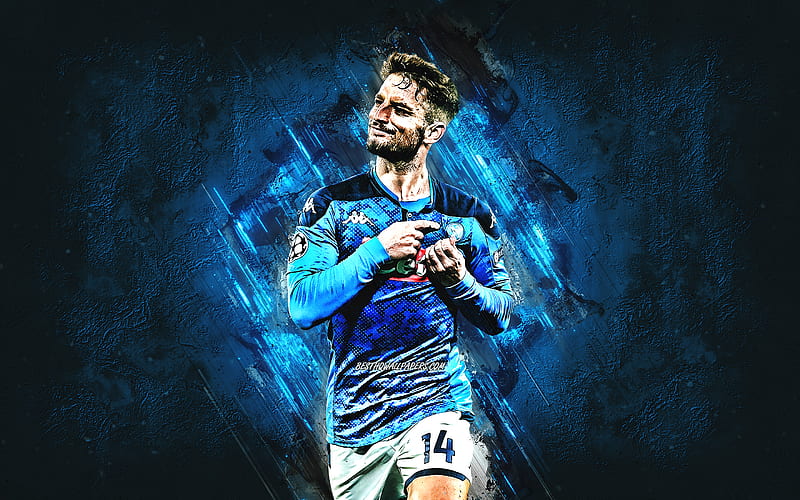 Dries Mertens, Belgian soccer player, portrait, Napoli SSC, blue stone background, Serie A, Italy, HD wallpaper
