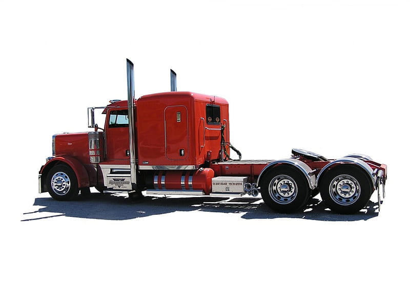 Red Petebilt, truck, big rig, peterbilt, semi, HD wallpaper