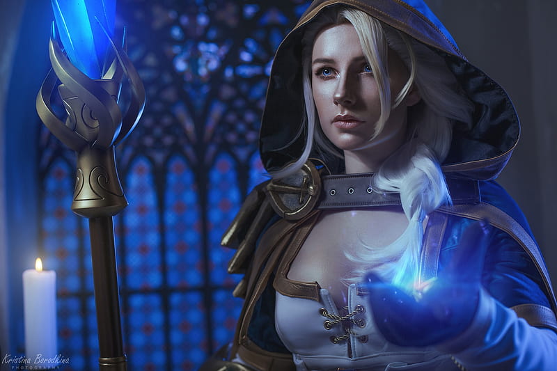 Jaina Proudmoore, fantasy, luminos, kristina borodkina, game, blue, HD wallpaper