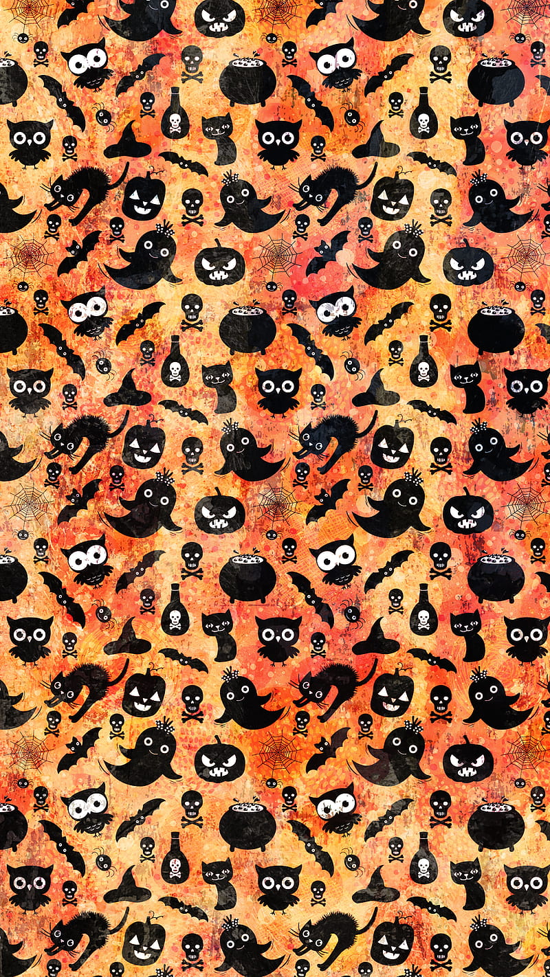 Ghosts Pumpkins Owls , Adoxali, Ghosts, Halloween, animal, autumn, background, bat, black, broom, carved, cat, cauldron, celebration, characters, creepy, cute, dark, fun, funny, ghost, hat, holiday, illustration, kawaii, night, owl, party, pattern, poison, pumpkin, scary, silhouette, skull, spider, spooky, sweet, HD phone wallpaper